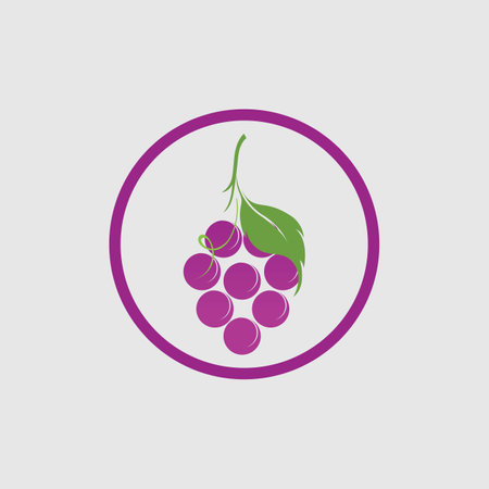 fresh grapes with green leaves logo vector illustration designのイラスト素材