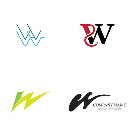set of Letter W Business corporate abstract unity vector logo design templateのイラスト素材