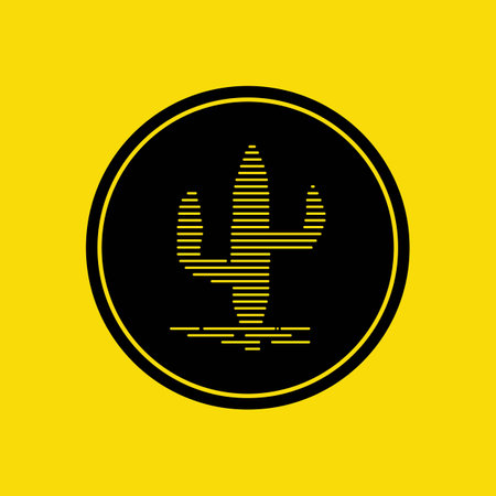 cactus plant logo illustration design on yellow backgroundのイラスト素材