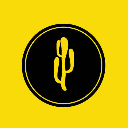 cactus plant logo illustration design on yellow backgroundのイラスト素材