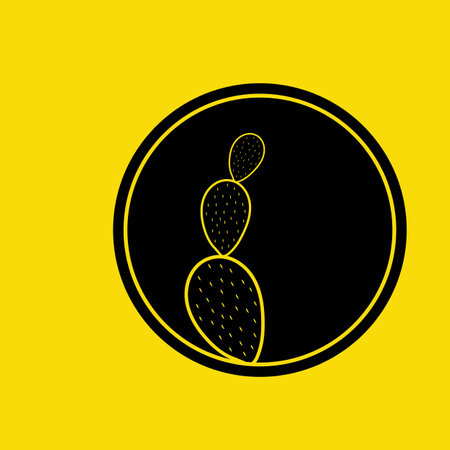 cactus plant logo illustration design on yellow backgroundのイラスト素材