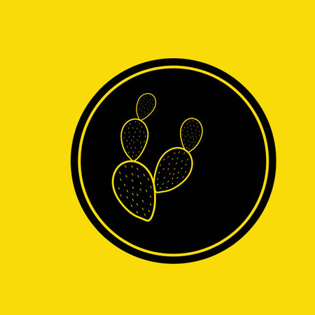 cactus plant logo illustration design on yellow backgroundのイラスト素材