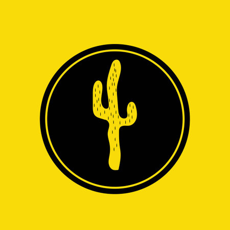 cactus plant logo illustration design on yellow backgroundのイラスト素材