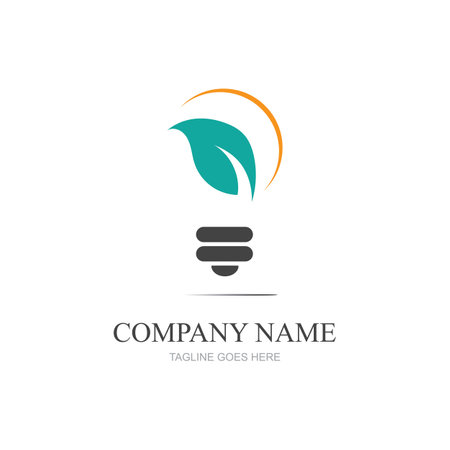 green leaf and light logo illustration designのイラスト素材
