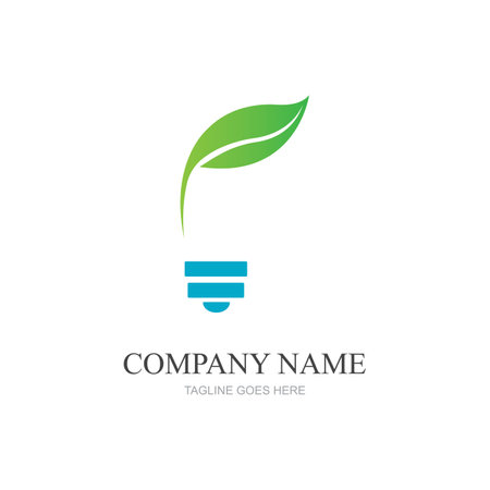 green leaf and light logo illustration designのイラスト素材