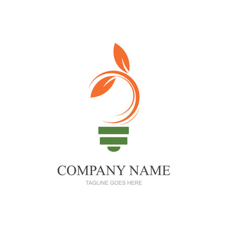 green leaf and light logo illustration designのイラスト素材