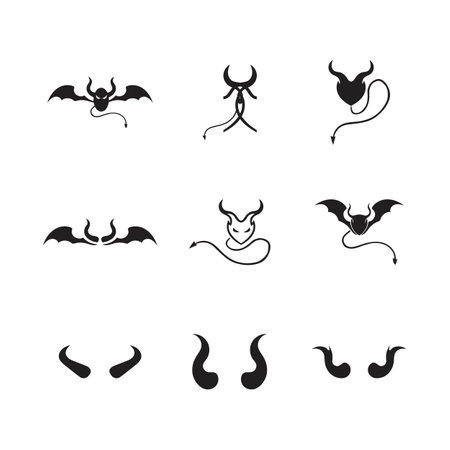 set of Devil horn Vector icon design illustration Templateのイラスト素材