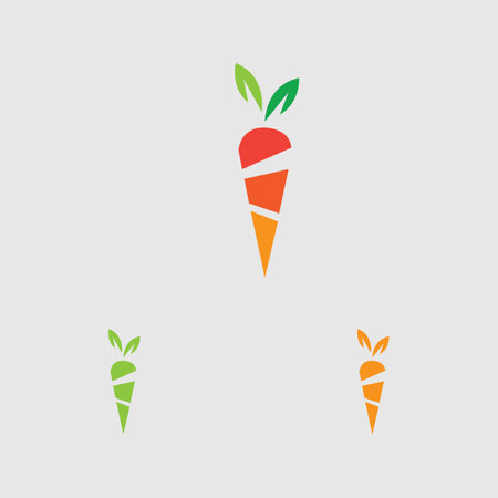 creative Carrot logo and healthy vegetable icon vector illustration best logo designのイラスト素材