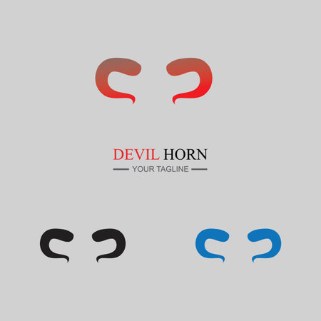 set of  Devil horn logo Vector icon design illustration Template on gray background