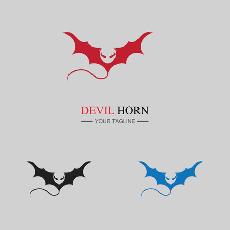 set of  Devil horn logo Vector icon design illustration Template on gray background