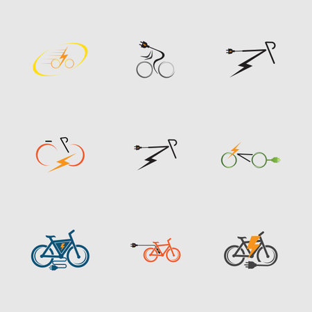 set of Electric Bike Icon Logo Design Element
Electric bicycle with bolt logo design vector illustration.のイラスト素材