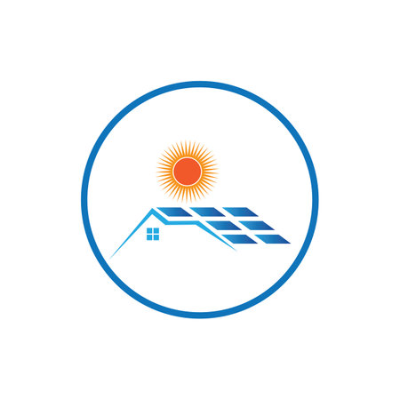 Solar logo energy icon vector designのイラスト素材