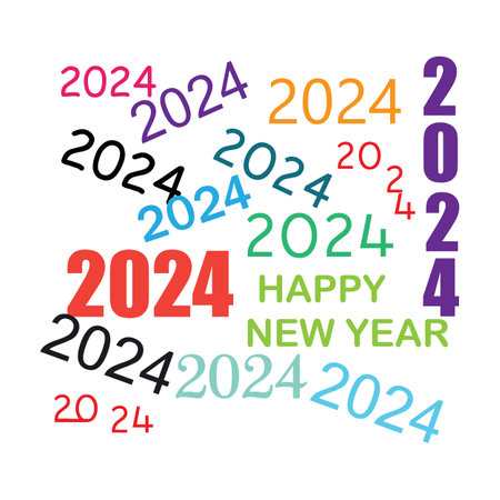 happy new year 2024 logo illustration design