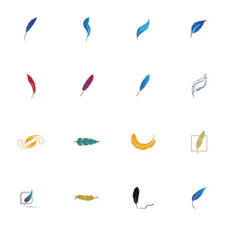 logo of feather vector illustration design on gray backgroundのイラスト素材