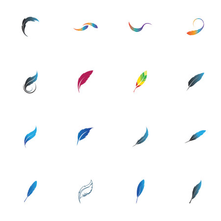 logo of feather vector illustration design on gray backgroundのイラスト素材