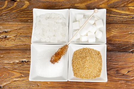 different kind of white and brown sugarの写真素材