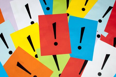 exclamation marks on paperの写真素材