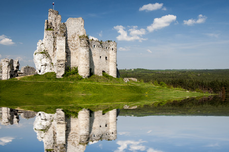 destroyed castle in Mirow, Polandの写真素材