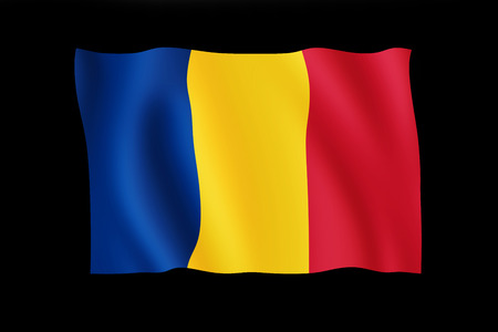 flag of Romania on black backgroundの写真素材