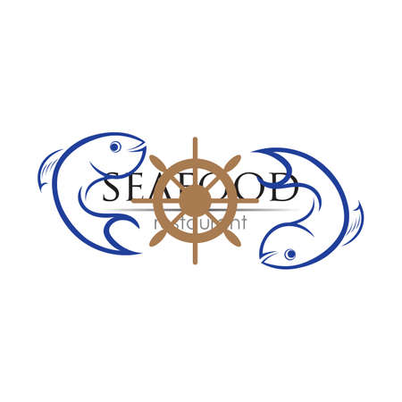 Seafood restaurant design. Fish, Food and Beverage concept. Vector templateのイラスト素材