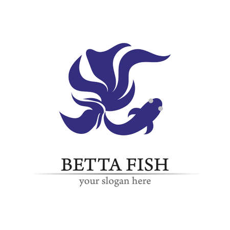 Fish animal aquatic logo beta fish design vector and illustrationのイラスト素材