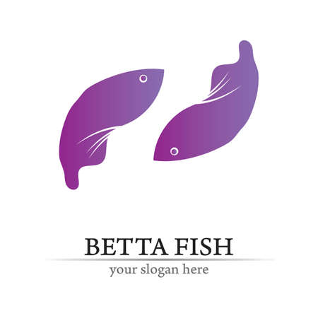 Fish animal aquatic logo beta fish design vector and illustrationのイラスト素材