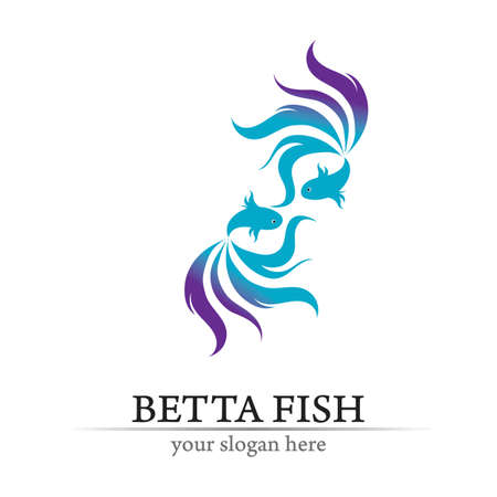 Fish animal aquatic logo beta fish design vector and illustrationのイラスト素材