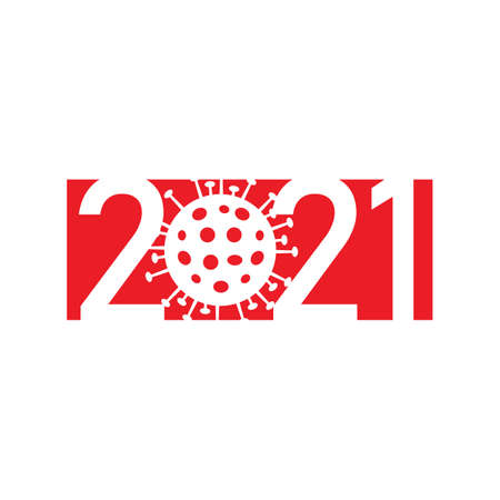Happy New Year 2021 logo text design vector illustration - vectorのイラスト素材