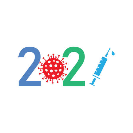 Happy New Year 2021 logo text design vector illustration - vectorのイラスト素材