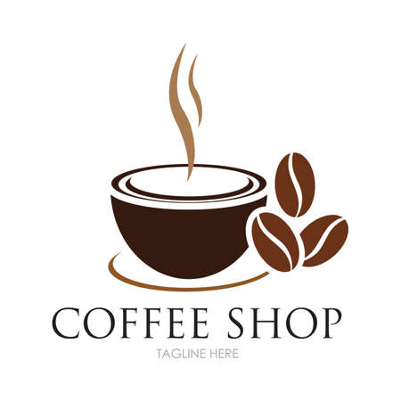 Coffee Shop Logo Icon Template Design Vector Illustrationのイラスト素材