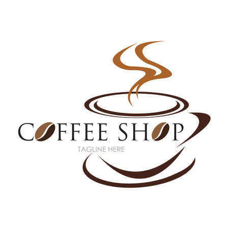 Coffee Shop Logo Icon Template Design Vector Illustrationのイラスト素材