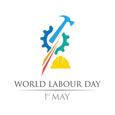 world labour day 1st of May logo vector illustration design template.のイラスト素材