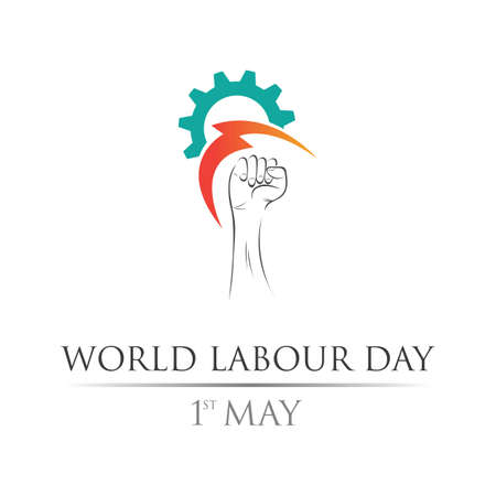 world labour day 1st of May logo vector illustration design template.のイラスト素材