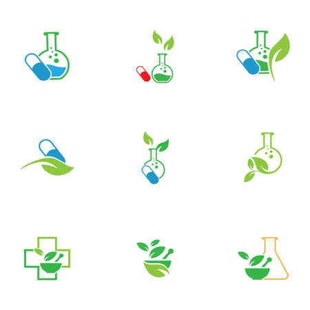 logo template set of natural medicine designのイラスト素材
