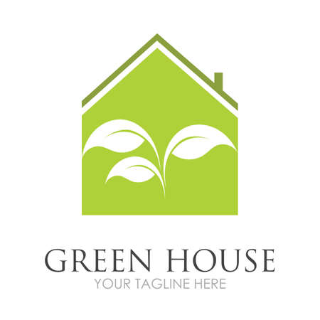 Green House Logo Template Design Vector Illustrationのイラスト素材