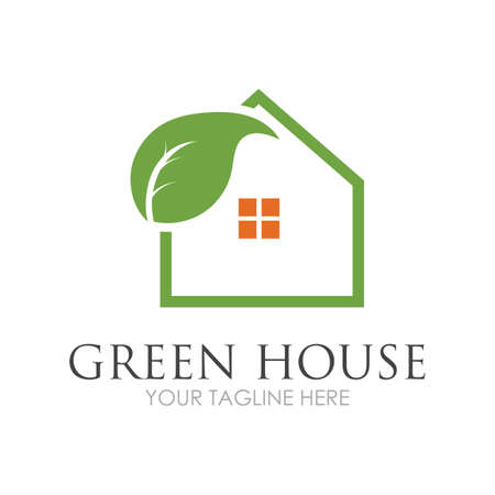 Green House Logo Template Design Vector Illustrationのイラスト素材
