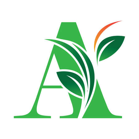 Green Letter A With Leaf Logo illustration design templateのイラスト素材