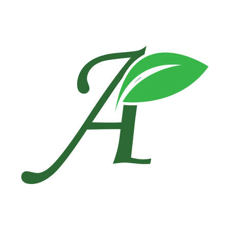 Green Letter A With Leaf Logo illustration design templateのイラスト素材