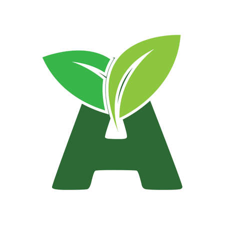 Green Letter A With Leaf Logo illustration design templateのイラスト素材