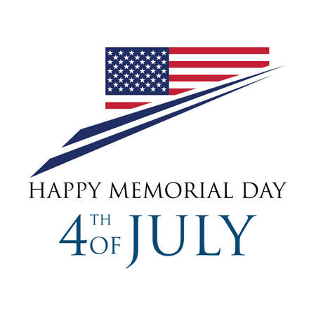 Happy Memorial Day american vector illustration design. National american holiday illustration with USA flagのイラスト素材