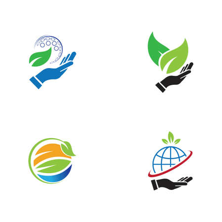 creative happy earth day logo set  illustration design templateのイラスト素材