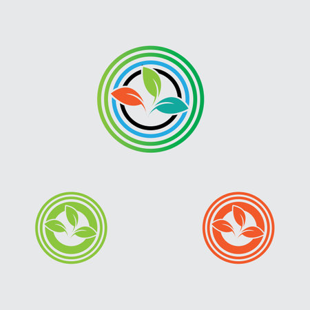 vector of green plant farm logo concept in gray backgroundのイラスト素材