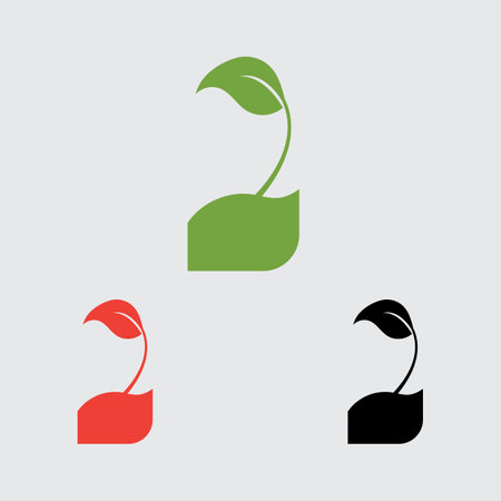 vector of green plant farm logo concept in gray backgroundのイラスト素材