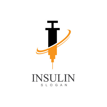 insulin injection icon illustration simple design element vector logo templateのイラスト素材