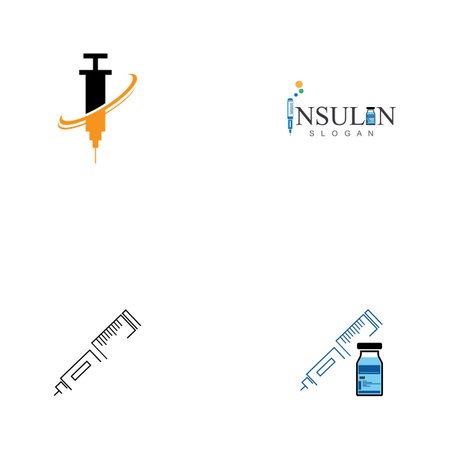 set of insulin injection icon illustration simple design element vector logo templateのイラスト素材
