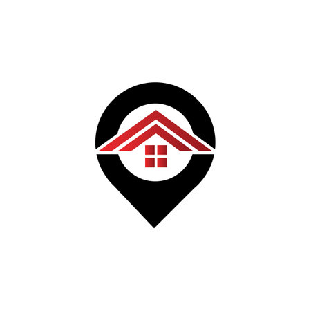A House location logo, home location, pin house logoのイラスト素材