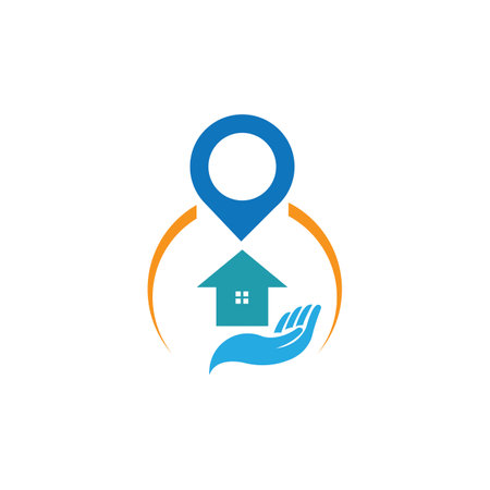 A House location logo, home location, pin house logoのイラスト素材