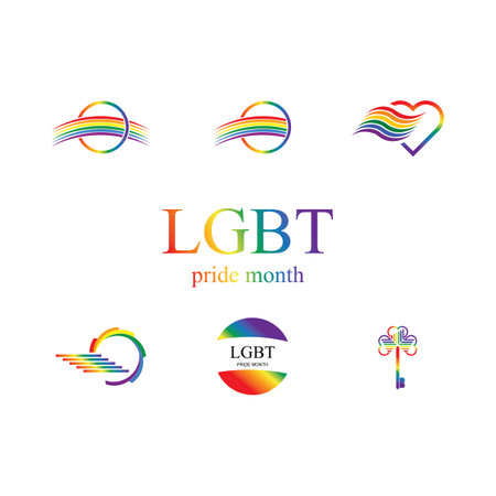 LGBT Pride Month logo and symbol set illustration designのイラスト素材