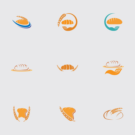 bakery logo with classic wrap feel good for company brand, shop, home industry on gray backgroundのイラスト素材