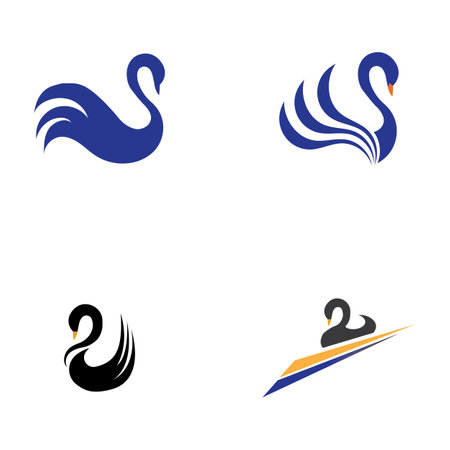 Swan logo and symbol set images illustration designのイラスト素材